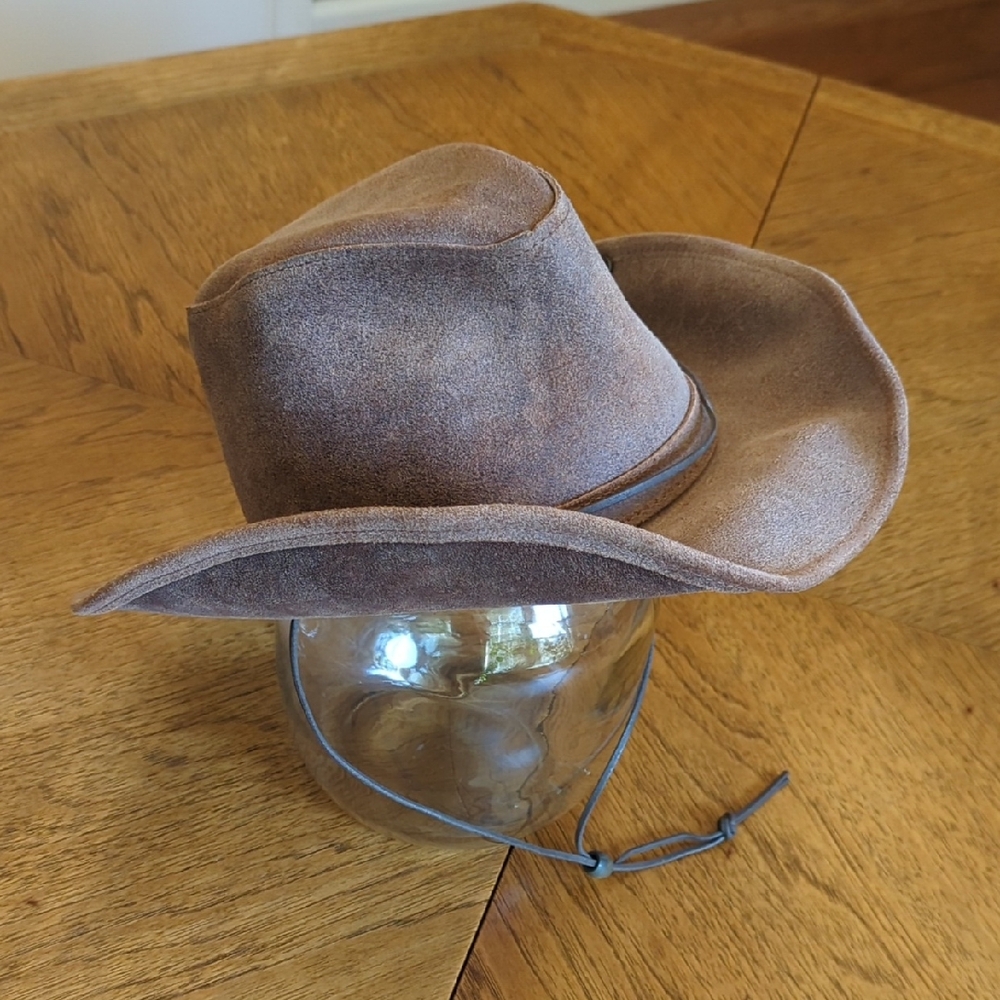 Orvis Leather Hat Western Fishing Fedora Aussie Style Vintage